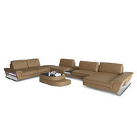 WOHNLANDSCHAFT Bari XXL - Beige, Leder (456/89/329cm) - Sofa Dreams