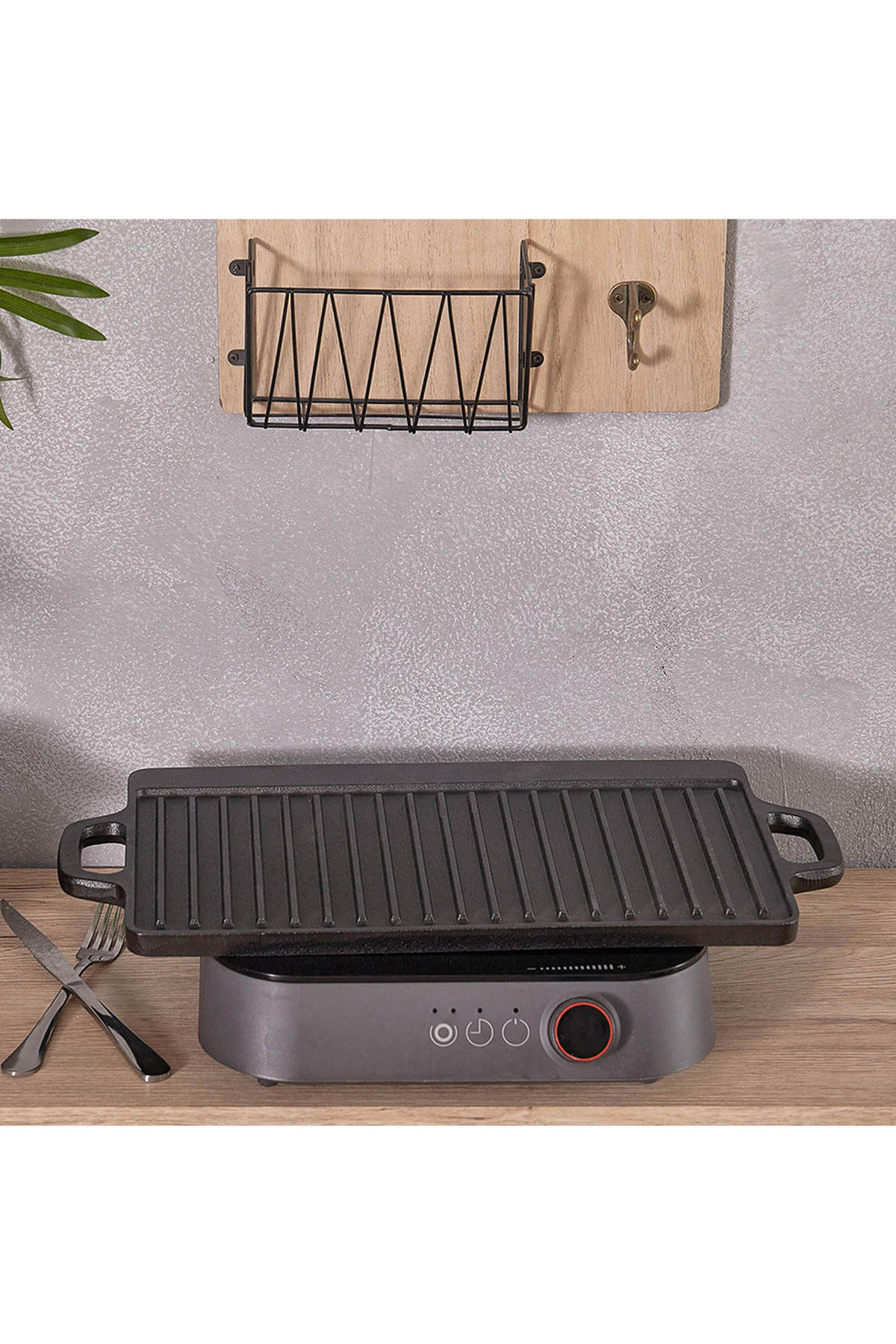 GRILLPFANNE Wendbare aus Gusseisen in Schwarz mit Antihaftbeschichtung 45 x 22 x 2 cm 3,2 kg - Schwarz, Metall (22/45/2cm) - Livingandhome