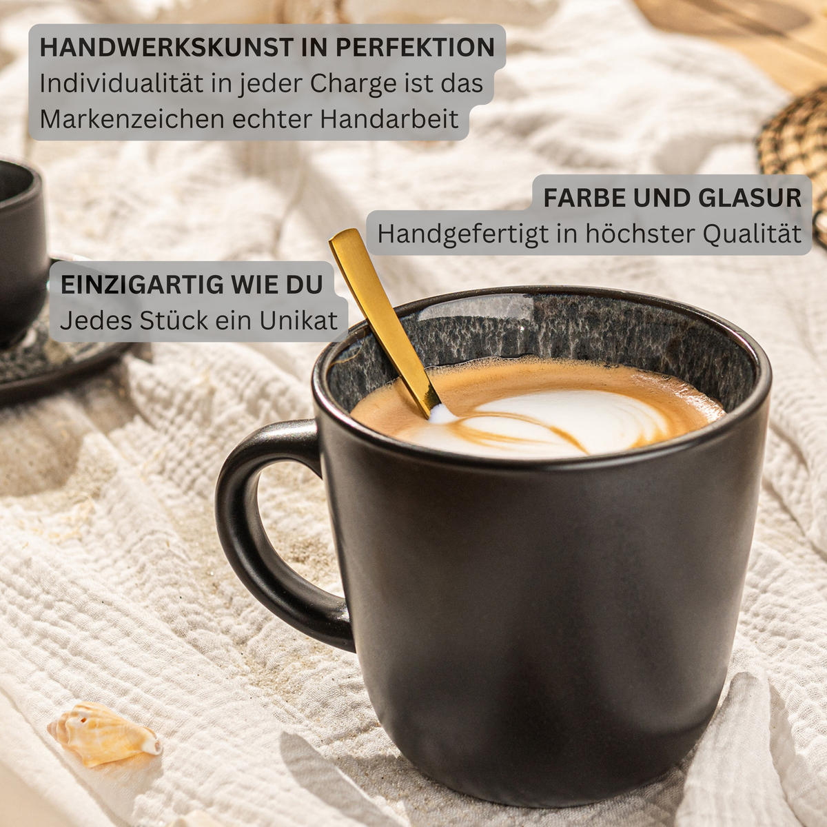 KOMBISERVICE SYDNEY - 24 teilig aus Steingut - Dunkelgrau, Stein (50/30/80cm) - Sänger