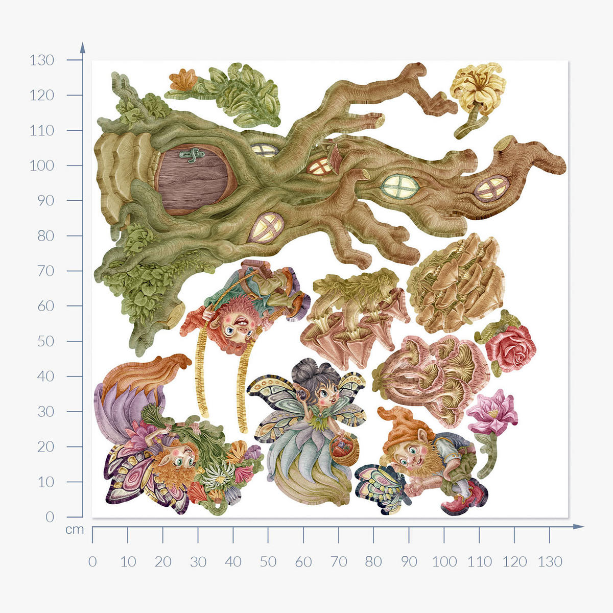 WANDAUFKLEBER 130x135cm - Feenwald - Multicolor, Kunststoff (130/135/0.1cm) - Wallfluent