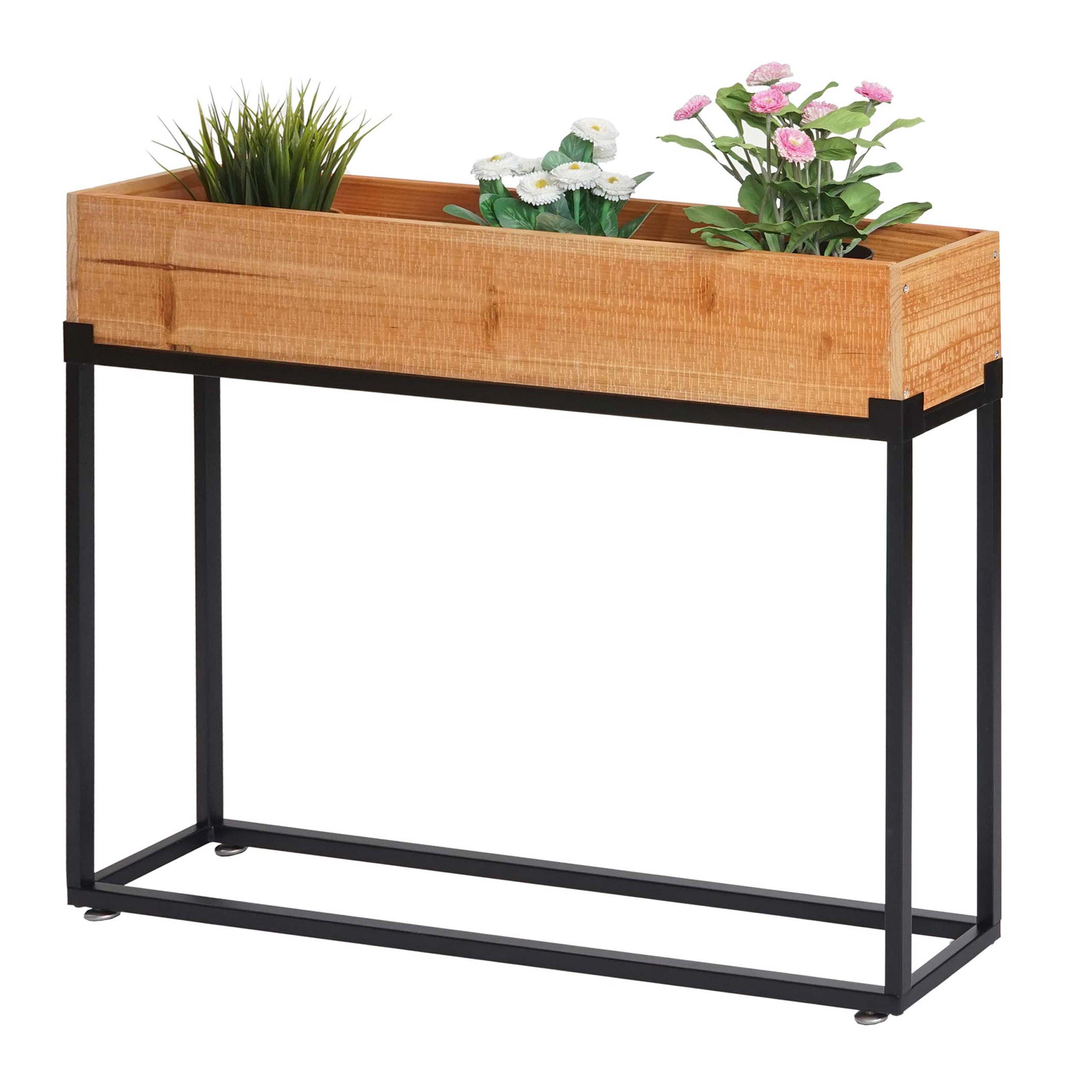 HOCHBEET 62x80x16cm Holz-Stahl - Schwarz, Holz (80/62/16cm) - PROREGAL