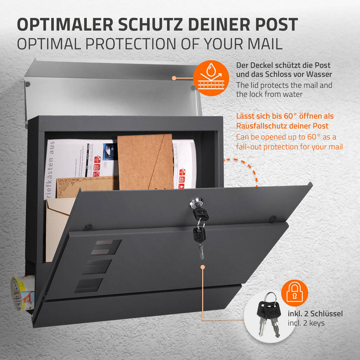 BRIEFKASTEN Anthrazit-Silber mit bepflanzbarem Ständer - Anthrazit, Metall (120cm) - ECD-Germany