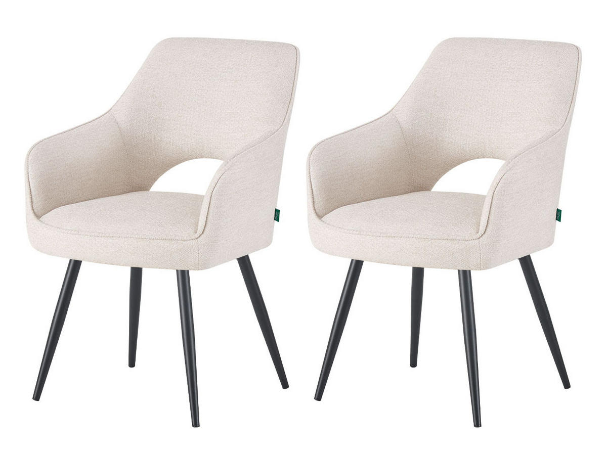 ESSZIMMERSTUHL THOMAS-RAYA 2er-Set 4-Fuss-Gestell - Schwarz/Weiß, Textil (57/86/63cm) - DUBI Möbel