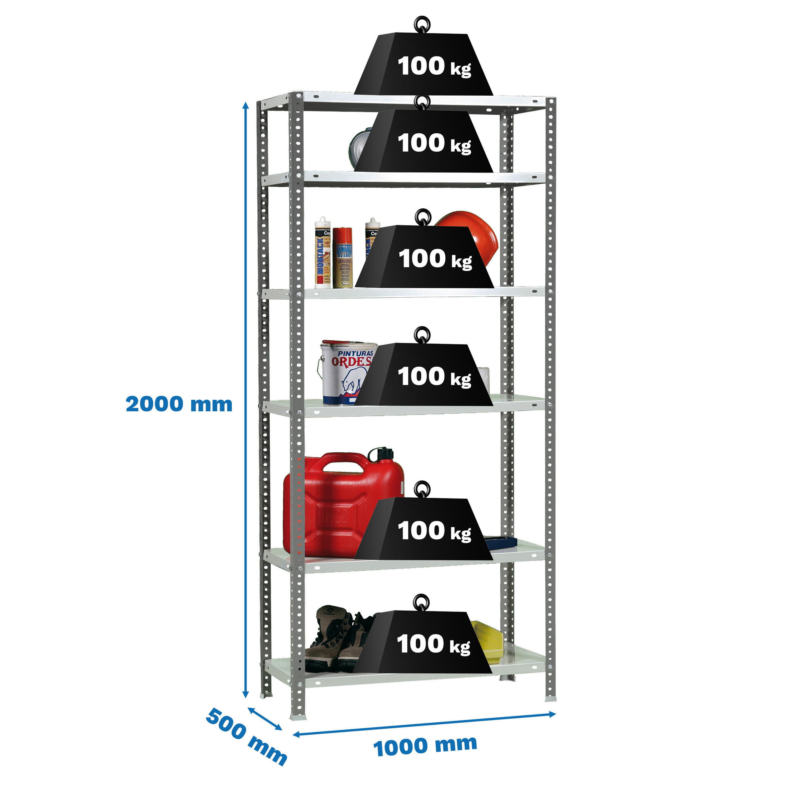 SCHRAUBREGAL PANDA TALL | HxBxT 200x100x50cm | 6 Fachböden | Fachlast 100kg | Anthrazit-Weiß - Anthrazit, Metall (100/200/50cm) - PROREGAL