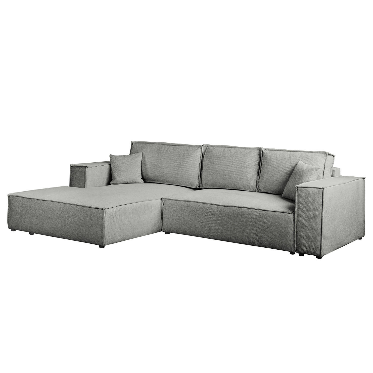 ECKSOFA mit Schlaffunktion - Longchair - Dunkelgrau/Schwarz, Kunststoff/Textil (294/185cm) - home24