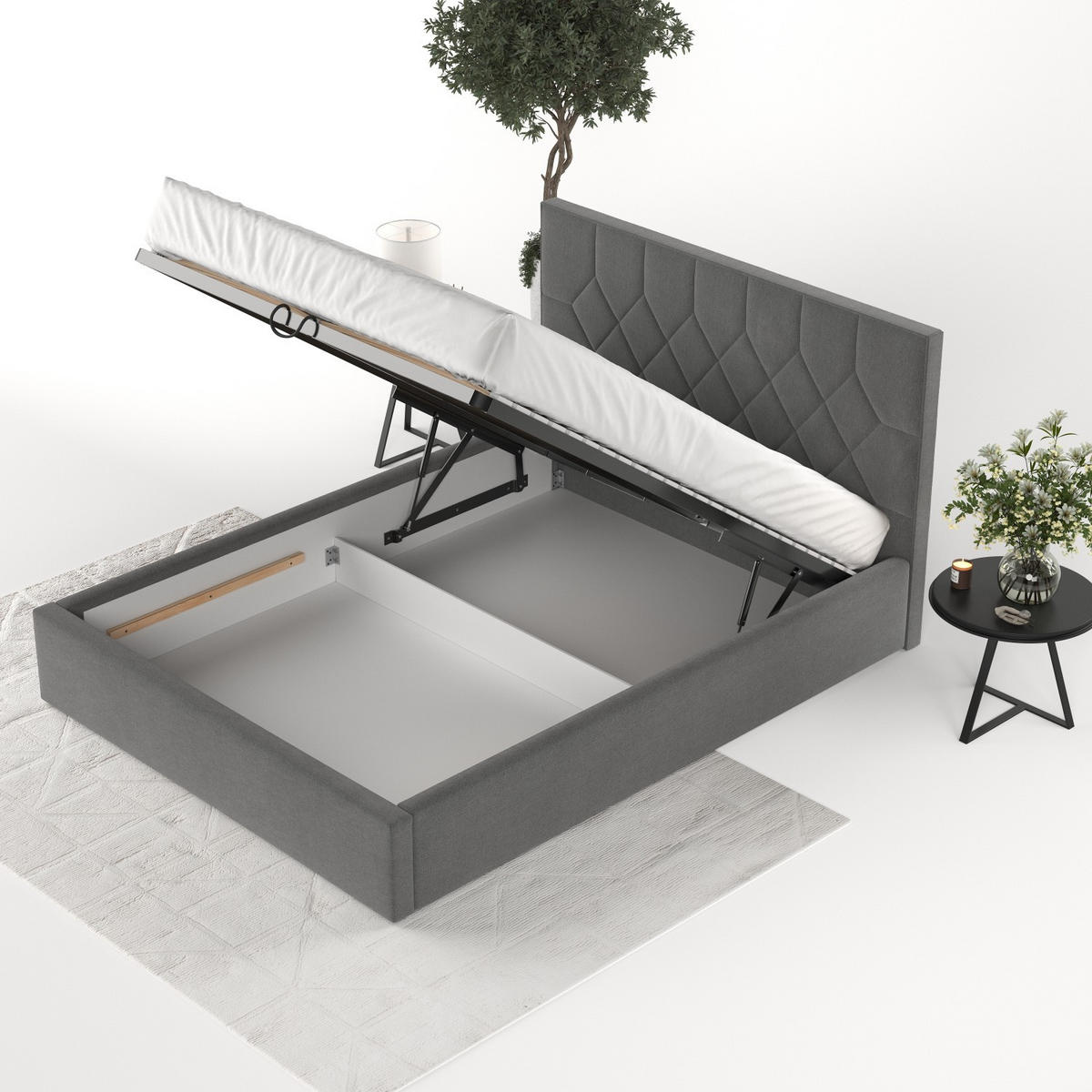 POLSTERBETT Brisa 180/200 cm Anthrazit im Asti Stoff - Anthrazit/Schwarz, Holz/Holzwerkstoff (180/200cm) - AltaBeds