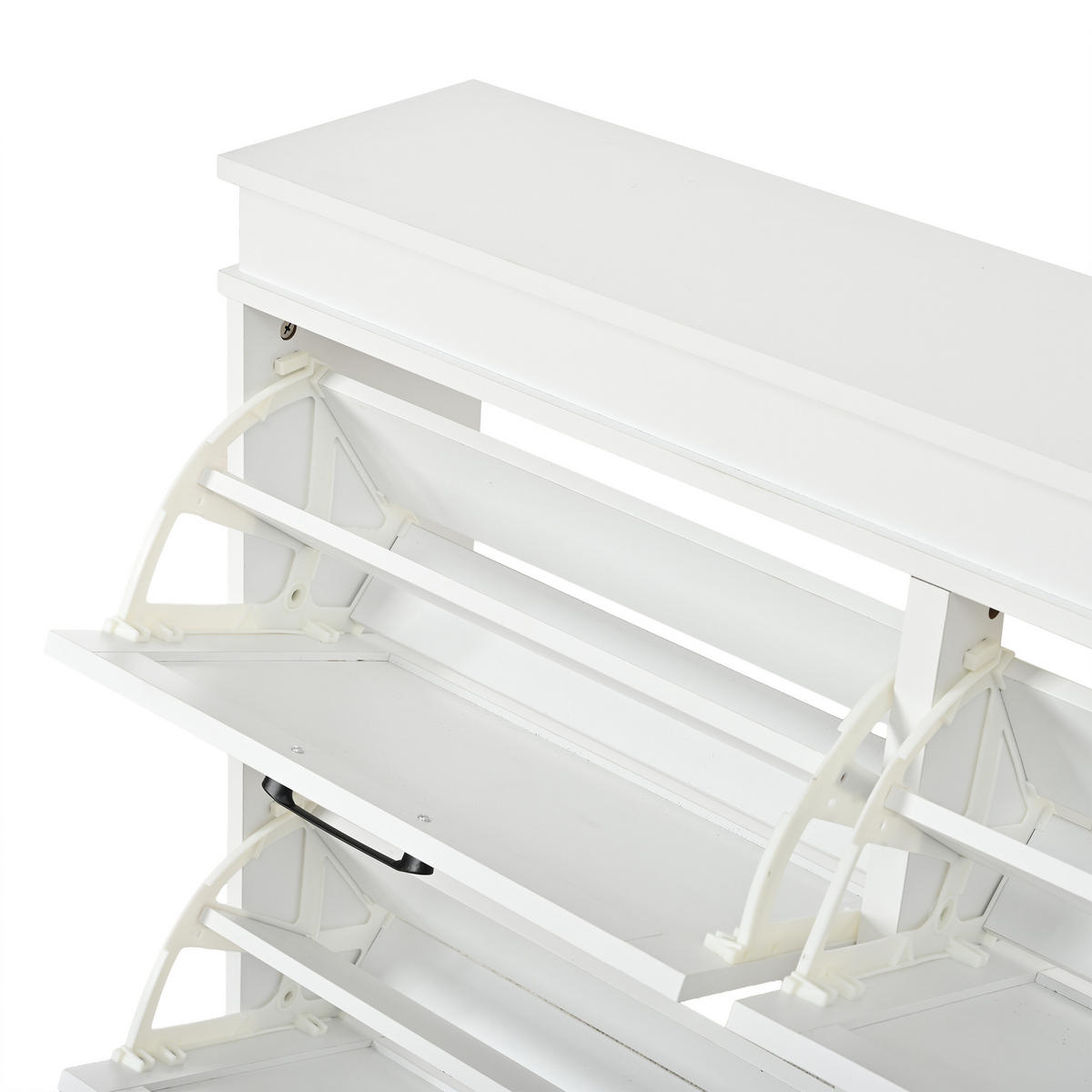 SCHUHSCHRANK in Weiß mit 4 Kipptüren mit 8 Fächern für Flur, B105/T24/H83 cm - Weiß, Holzwerkstoff (105/83/24cm) - STILVORA