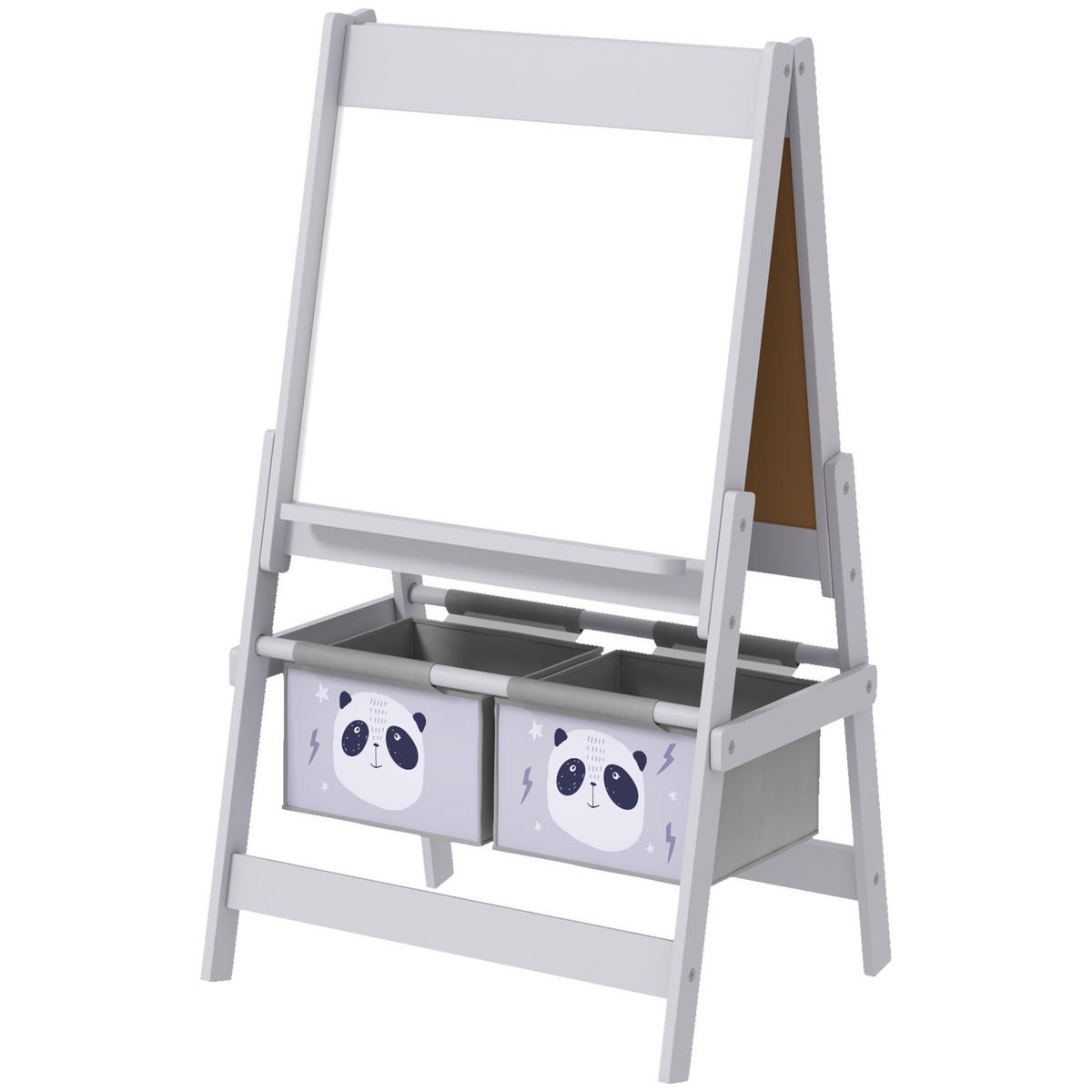 MALTAFEL DE-18210 3-in-1 mit Papierrolle, 2 Körbe Grau - Grau, Holzwerkstoff (46.5/93/54cm) - ComfortXL