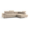 ECKSOFA FAVIEN R-S Creme Velours-Stoff mit Schlaffunktion - Creme, Holz (257/190cm) - MASSENO