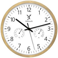 WANDUHR Holz Designer MEERSBURG Wand Uhr, beige, weiß - Beige/Schwarz, Glas/Holz (30/30/4.2cm) - Holzwerk