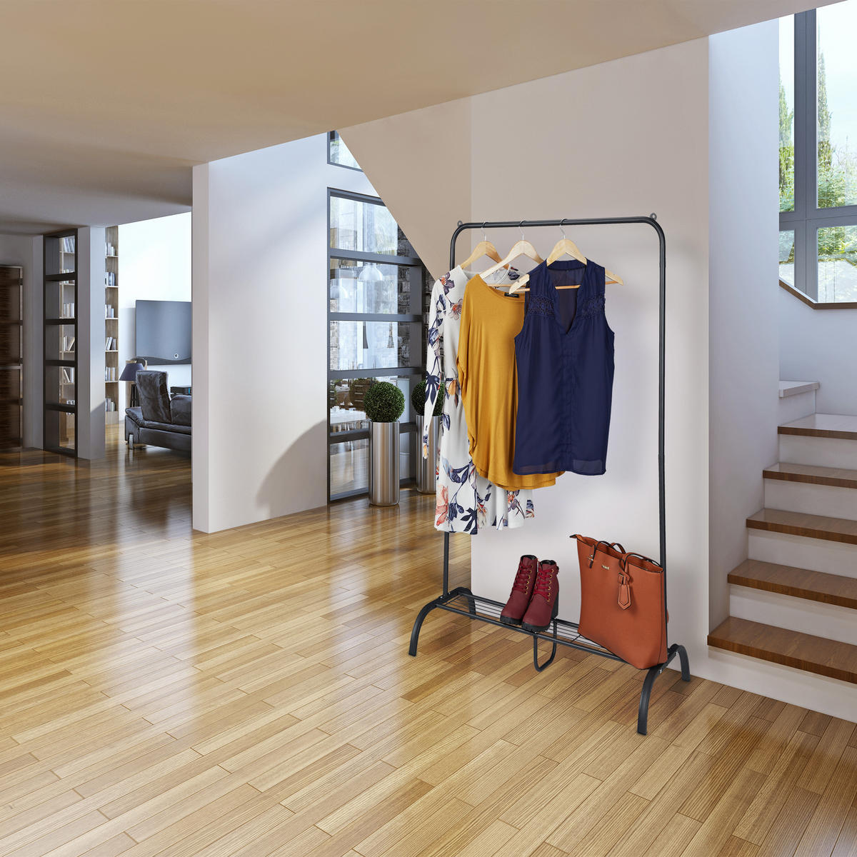 KLEIDERSTÄNDER - Schwarz, Metall (90/139/44cm) - Relaxdays