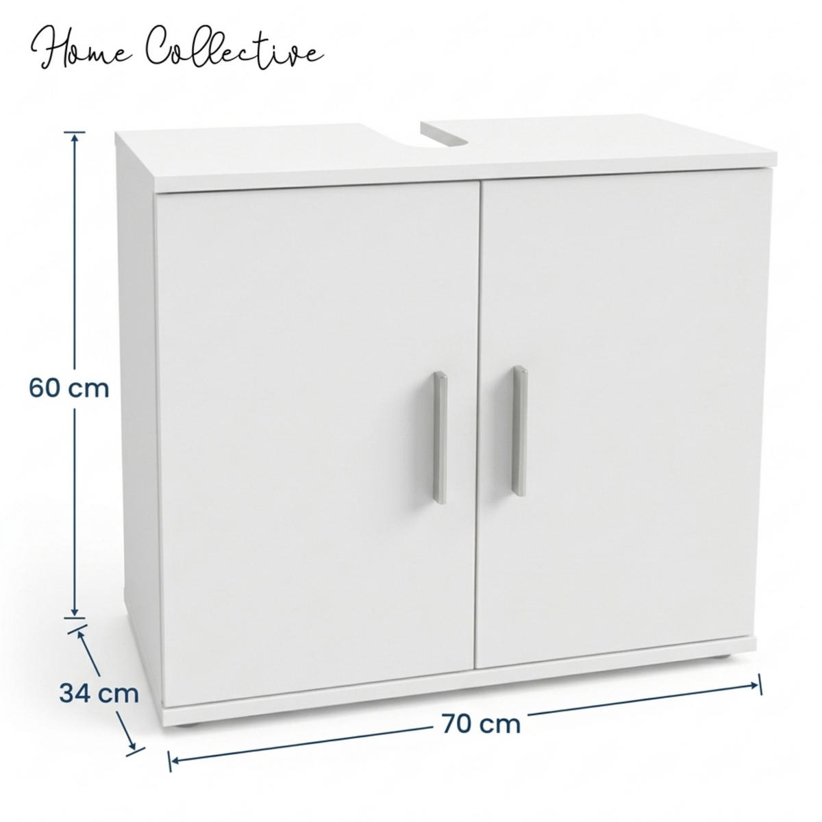 BADEZIMMERSCHRANK mit 2-Türen in Weiß - Weiß, Holzwerkstoff (70/60/34cm) - Home Collective