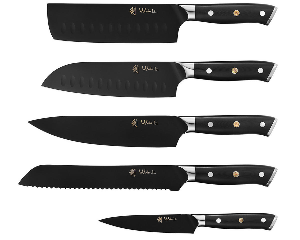 MESSER-SET 6-TEILIG 12,5–21 cm - Schwarz, Holz/Metall (1/1/1cm) - Wakoli