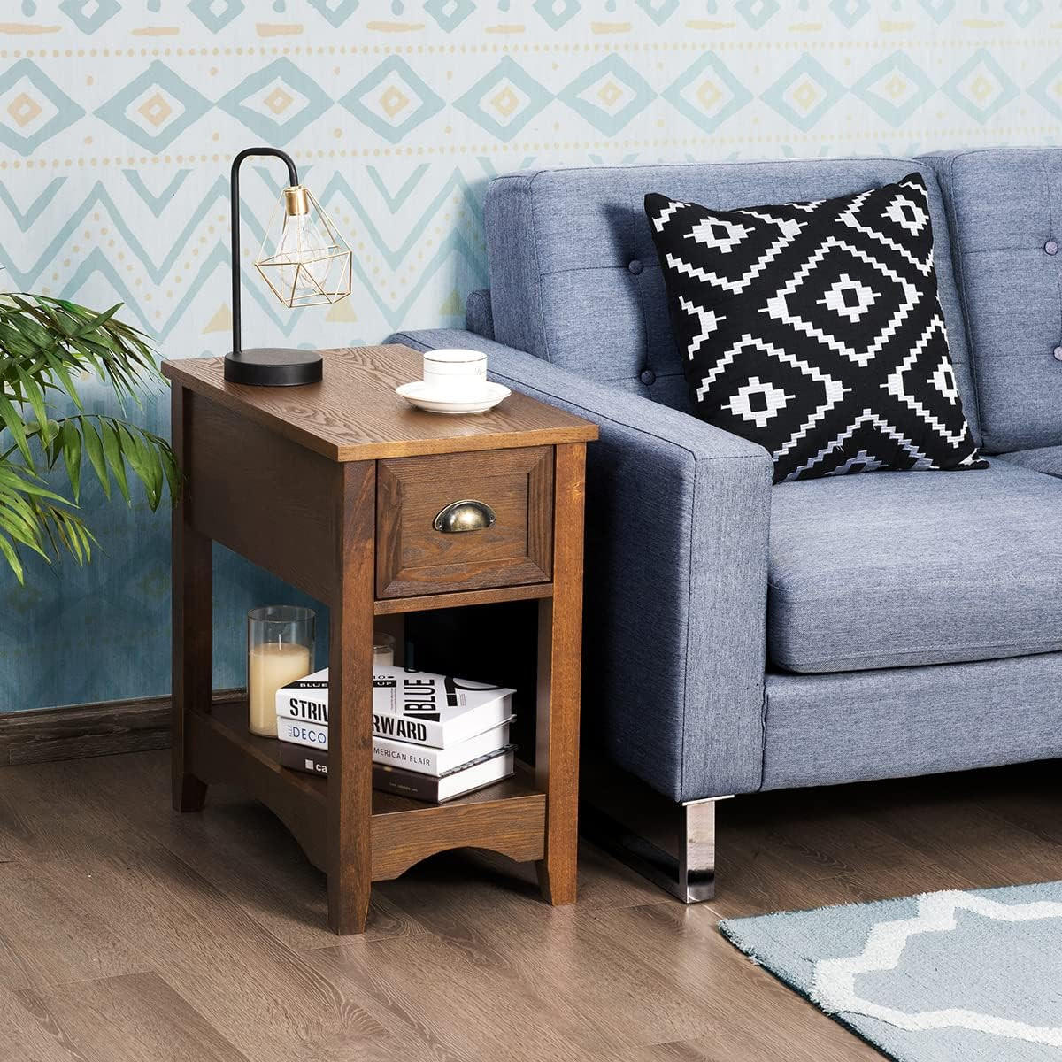BEISTELLTISCH 59cm Holz(2er-Set) - Braun, Holz (56/33/59cm) - COSTWAY