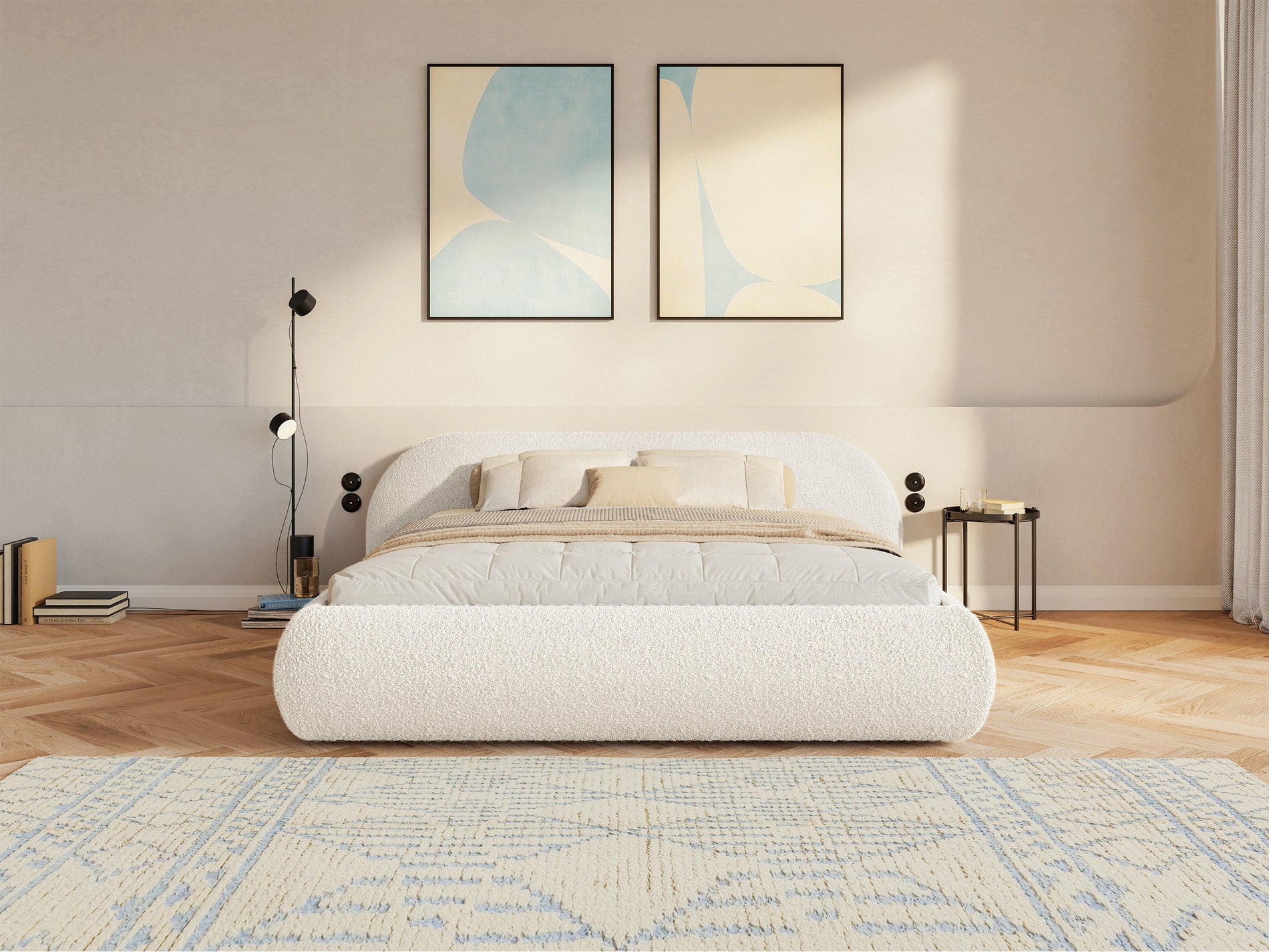 POLSTERBETT Shels Low Creme 140x200 cm - Creme/Schwarz, Kunststoff/Textil (140/200cm) - Selsey
