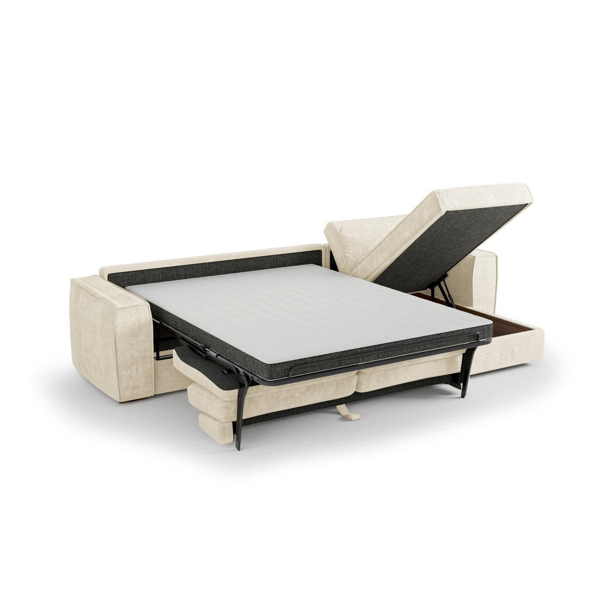 ECKSOFA rechtwinklig MIKA Köpergewebe mit weichem Griff Creme 292cm - Creme, Textil (292/100cm) - Premium Interiors