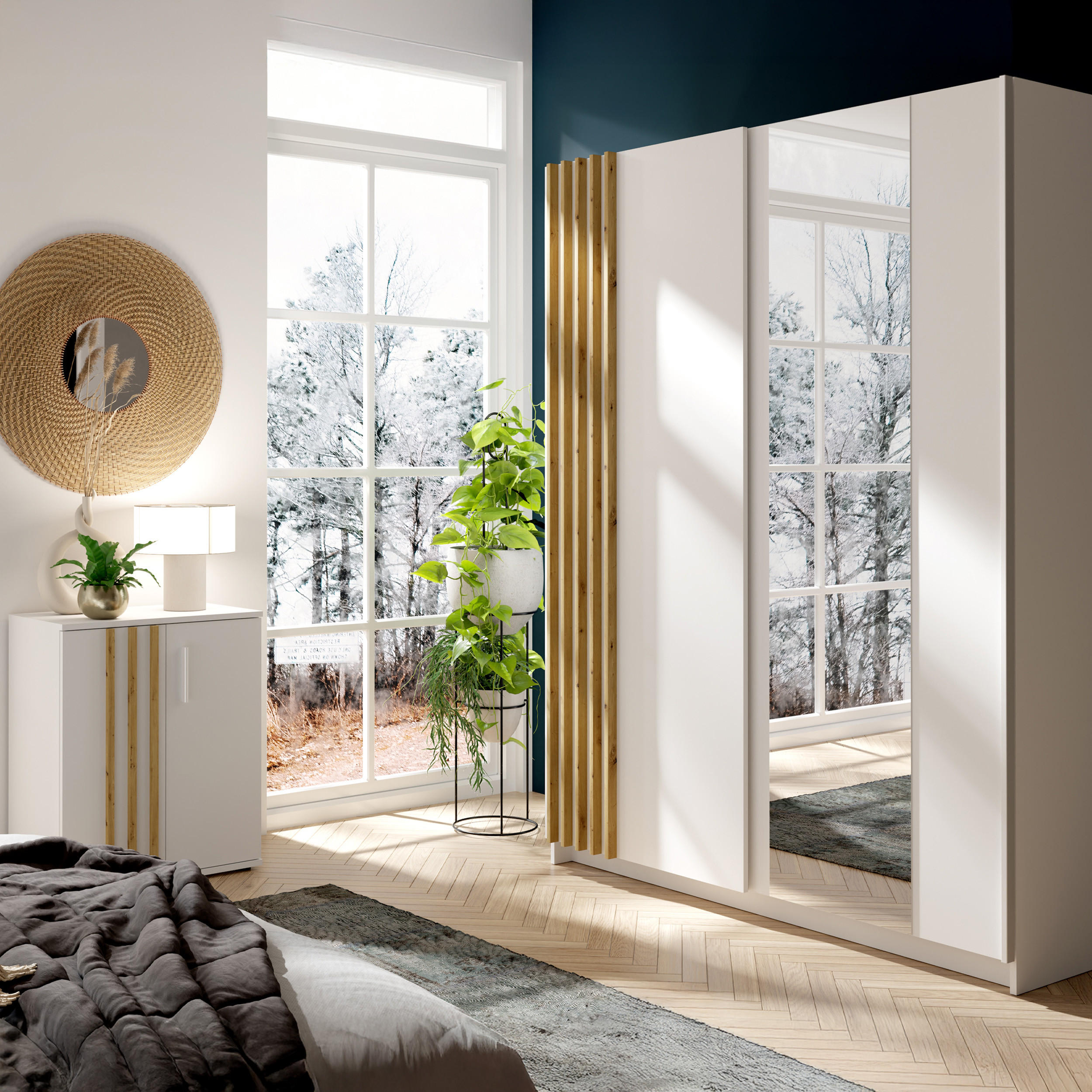 Thumbnail - Konsimo® Kommode, Weiß, Holzwerkstoff, 60x73x35 cm, Wohnzimmer, Kommoden & Sideboards, Kommoden