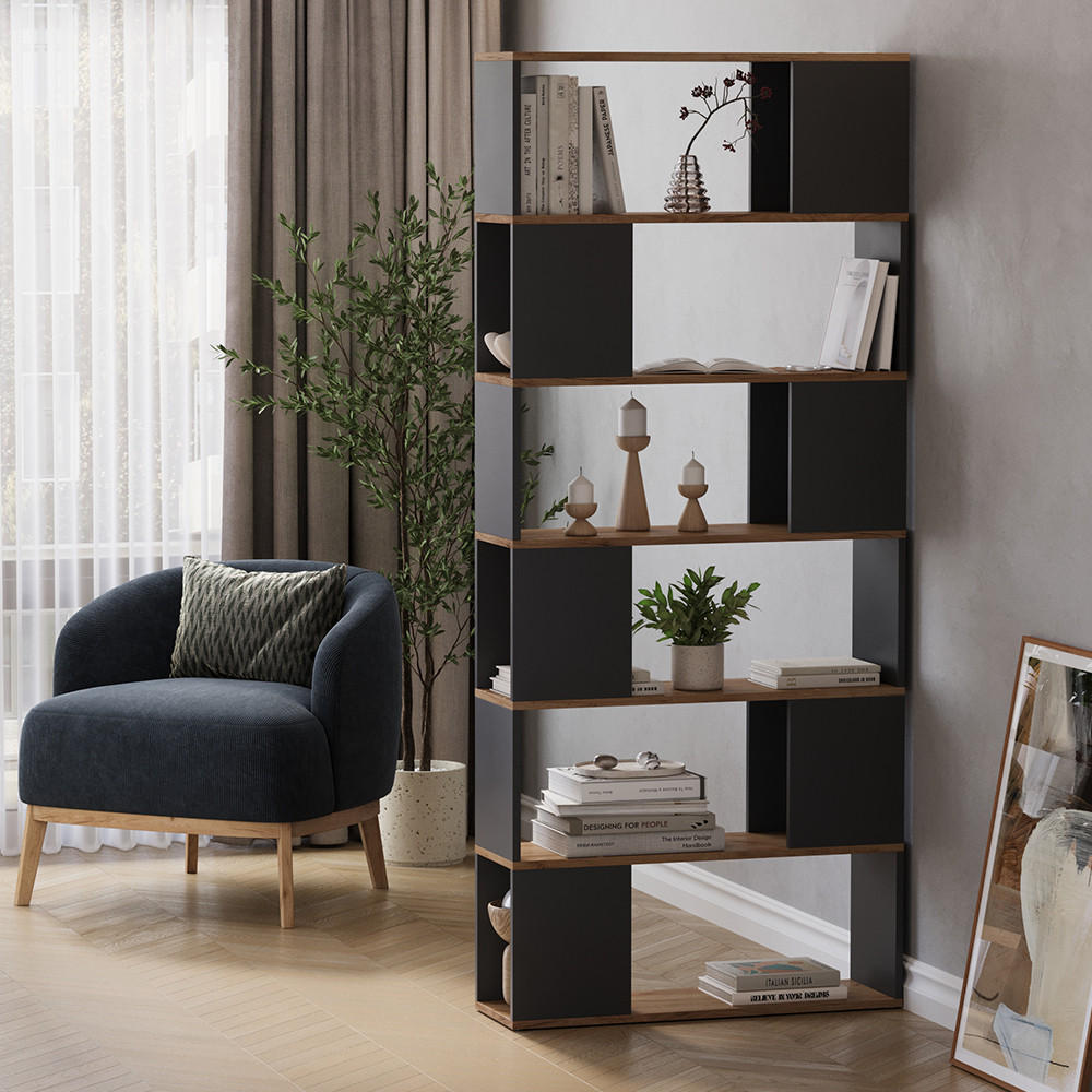 RAUMTEILER Eneos Anthrazit/Goldkraft Eiche 80 x 186 cm - Honigeiche/Anthrazit, Holzwerkstoff (80/186/24cm) - Vicco