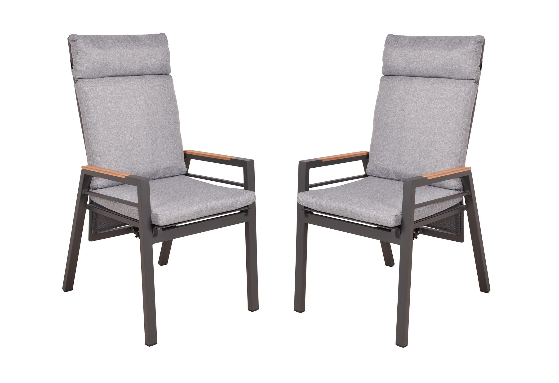 GARTENSTUHL 2er Set Lucia verstellbar Hochlehner - Schwarz, Holz (56.5/110/65cm) - DELUKE