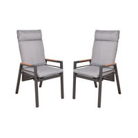 GARTENSTUHL 2er Set Lucia verstellbar Hochlehner - Schwarz, Holz (56.5/110/65cm) - DELUKE