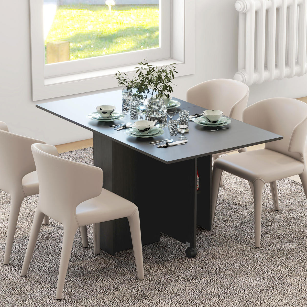 ESSTISCH Schwarz 1 Stück - Schwarz, Kunststoff (140/80/74cm) - GiPP