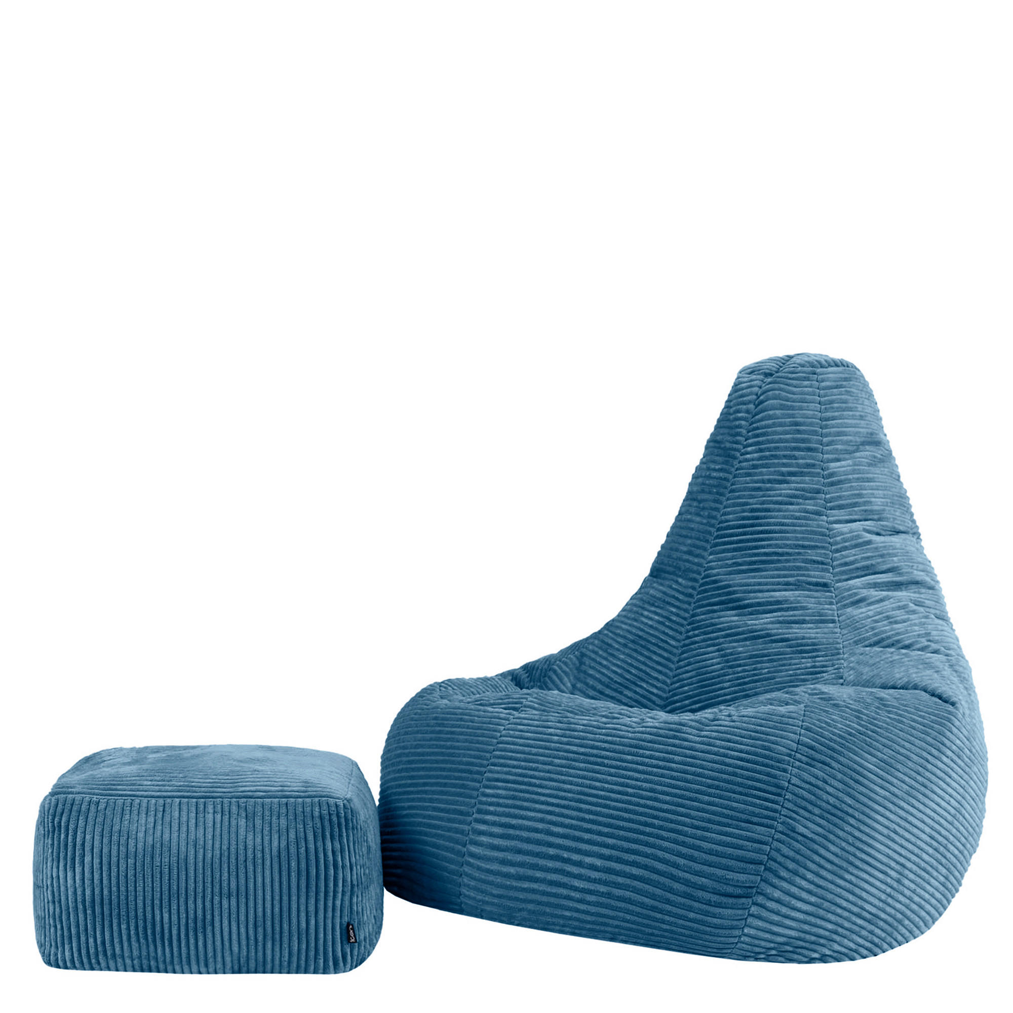 SITZSACK mit Hocker Dalton XXL Cord - Blau, Textil (94/40/92cm) - icon