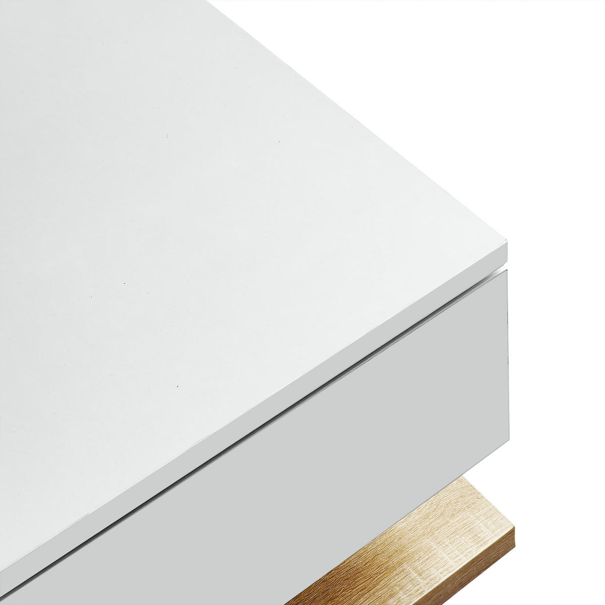 COUCHTISCH DE-039 Luma Weiß/Holz - Weiß, Holzwerkstoff (55/105/33cm) - ComfortXL