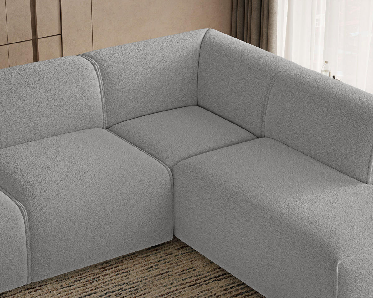 ECKSOFA Eluno Grau Rechts - Schwarz/Grau, Holz/Kunststoff (292/220cm) - Graingold