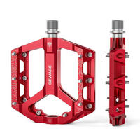 FAHRRADPEDALE Set – Flat Pedale für Mountainbike & Gravel Bike, rutschfest, Aluminiumlegierung, CNC-gefräst, - Rot, Metall (10/2/12cm)