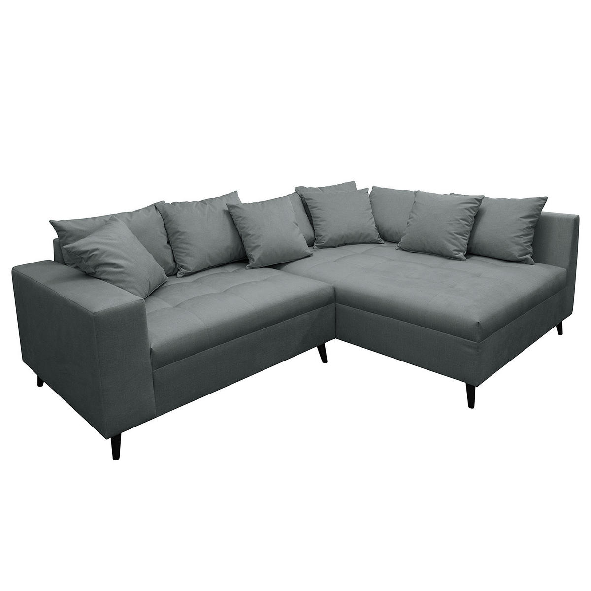 ECKSOFA mit Hocker - Anthrazit, Holz/Birkenholz (247/174cm) - home24
