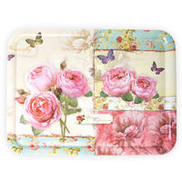 TABLETT England Rosen, rechteckige Melamin Serviertablett 50x37 cm - Rosa, Kunststoff (37/2/50cm) - Lashuma
