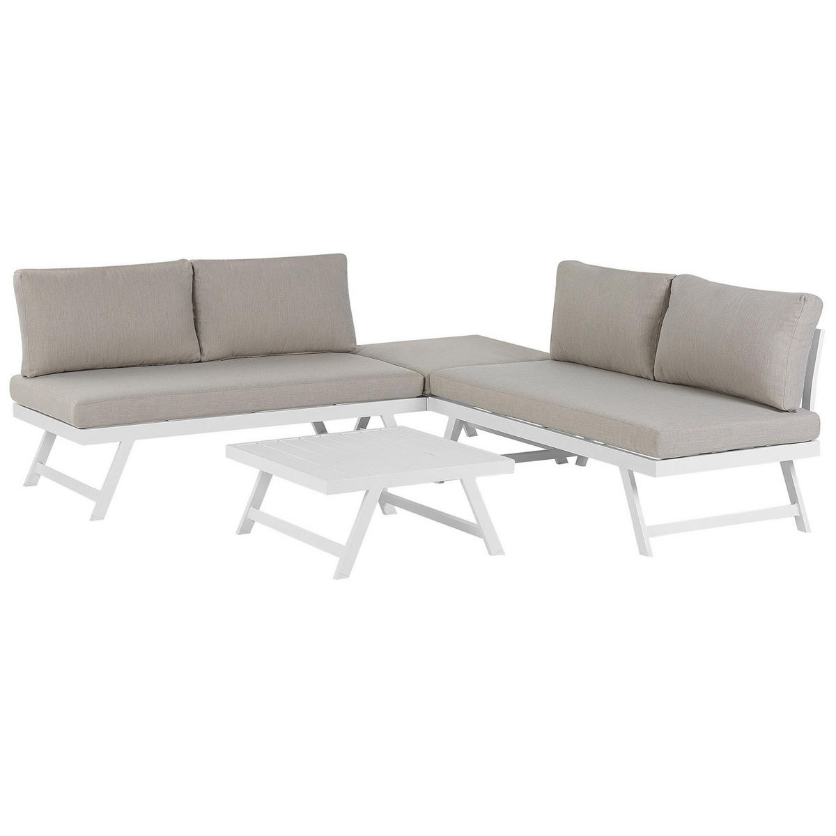 LOUNGE SET 5-Sitzer modular weiß Auflagen taupe Coccorino - Taupe/Weiß, Metall - Beliani