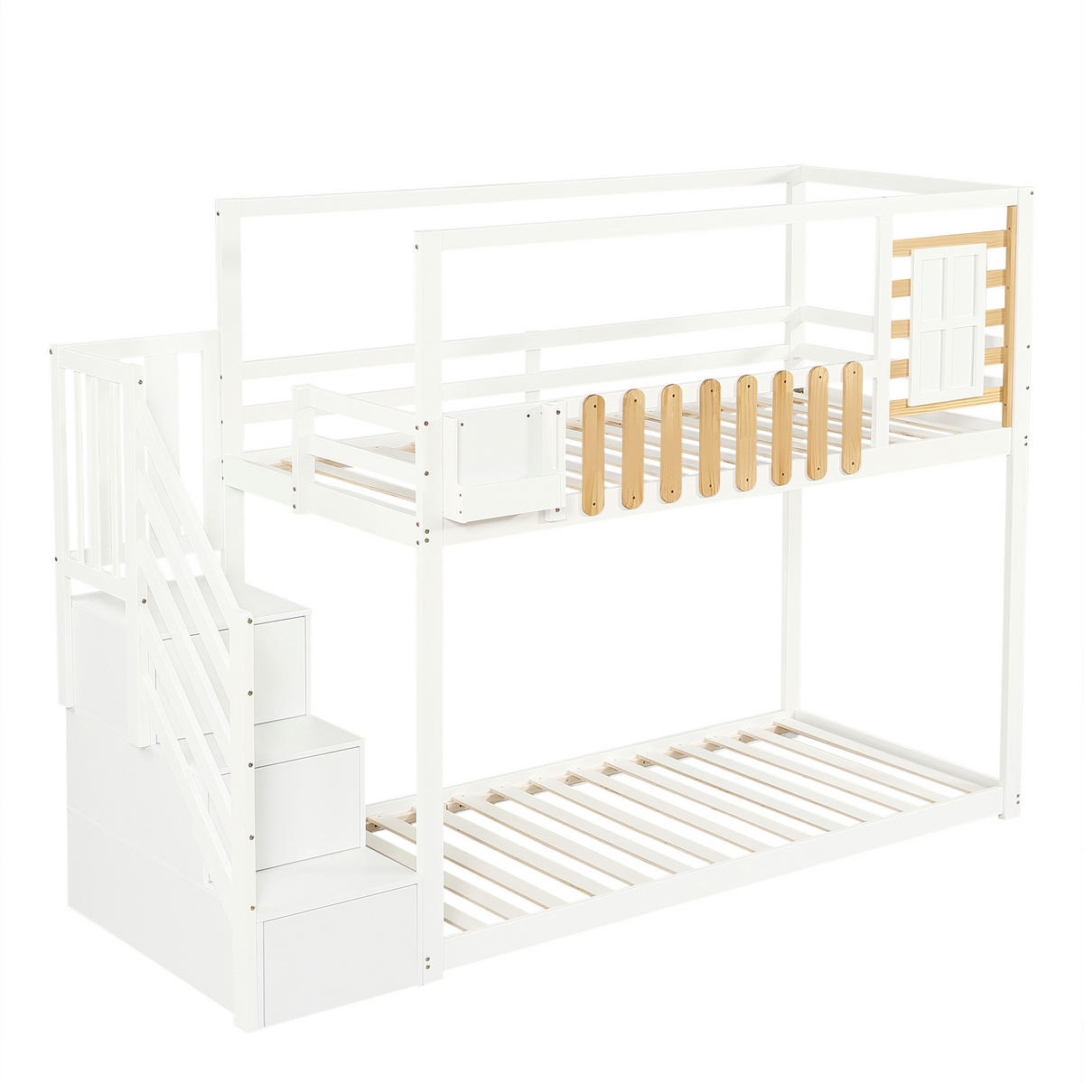 ETAGENBETT Kiefernholz 90/200 cm Weiß - Weiß, Holz - Raumix