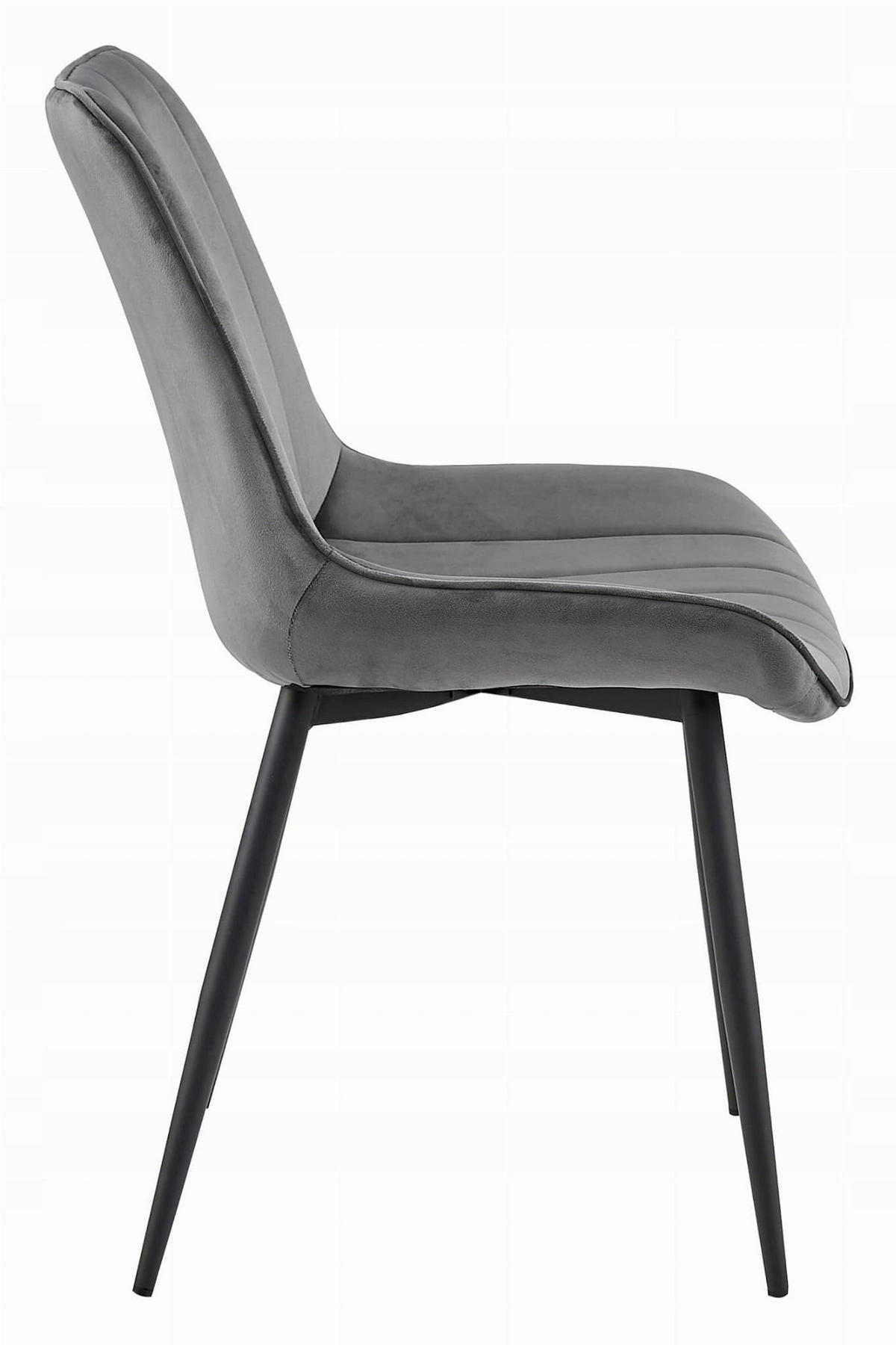 ESSZIMMERSTUHL Dunkelgrauer Velours, geriffelte Rückenlehne, bequeme Sitzfläche - Grau, Textil (56/89/43cm) - Best For Home