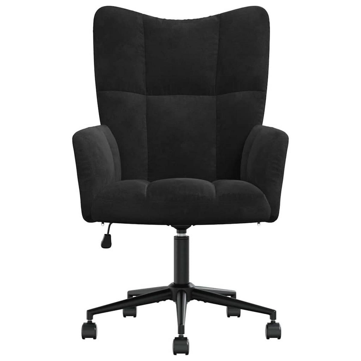 RELAXSESSEL Schwarz Samt - Schwarz, Naturmaterialen (69/102/61.5cm) - vidaXL