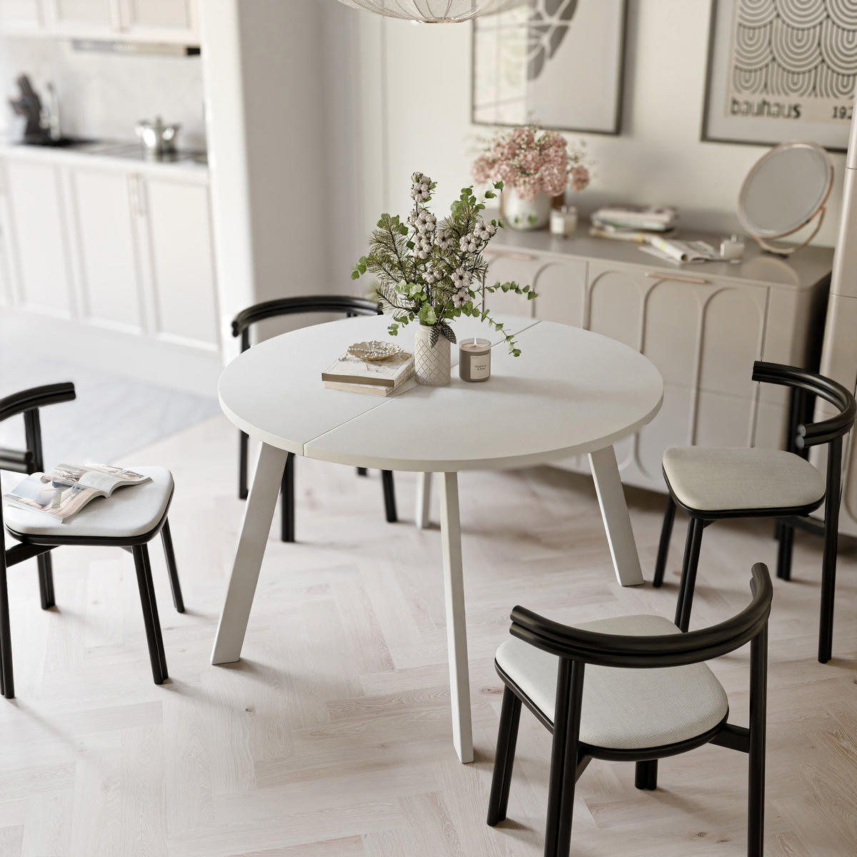 TISCH Weiße Beine, MDF Tischplatte, Arktisches Weiß - Weiß, Holzwerkstoff (100/100/76cm) - Idohome