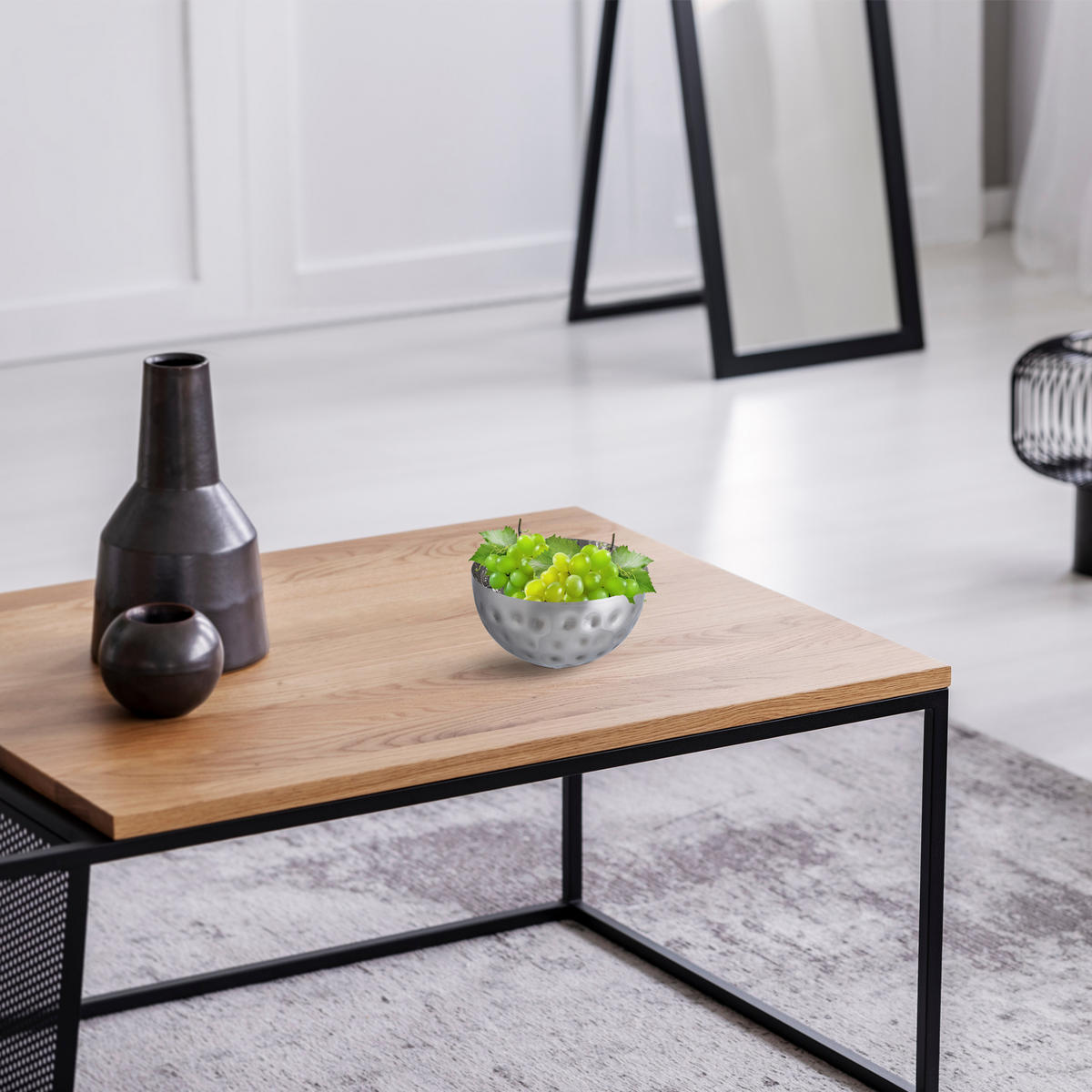 SERVIERSCHÜSSEL - Silberfarben, Metall (25/25/12.5cm) - Relaxdays