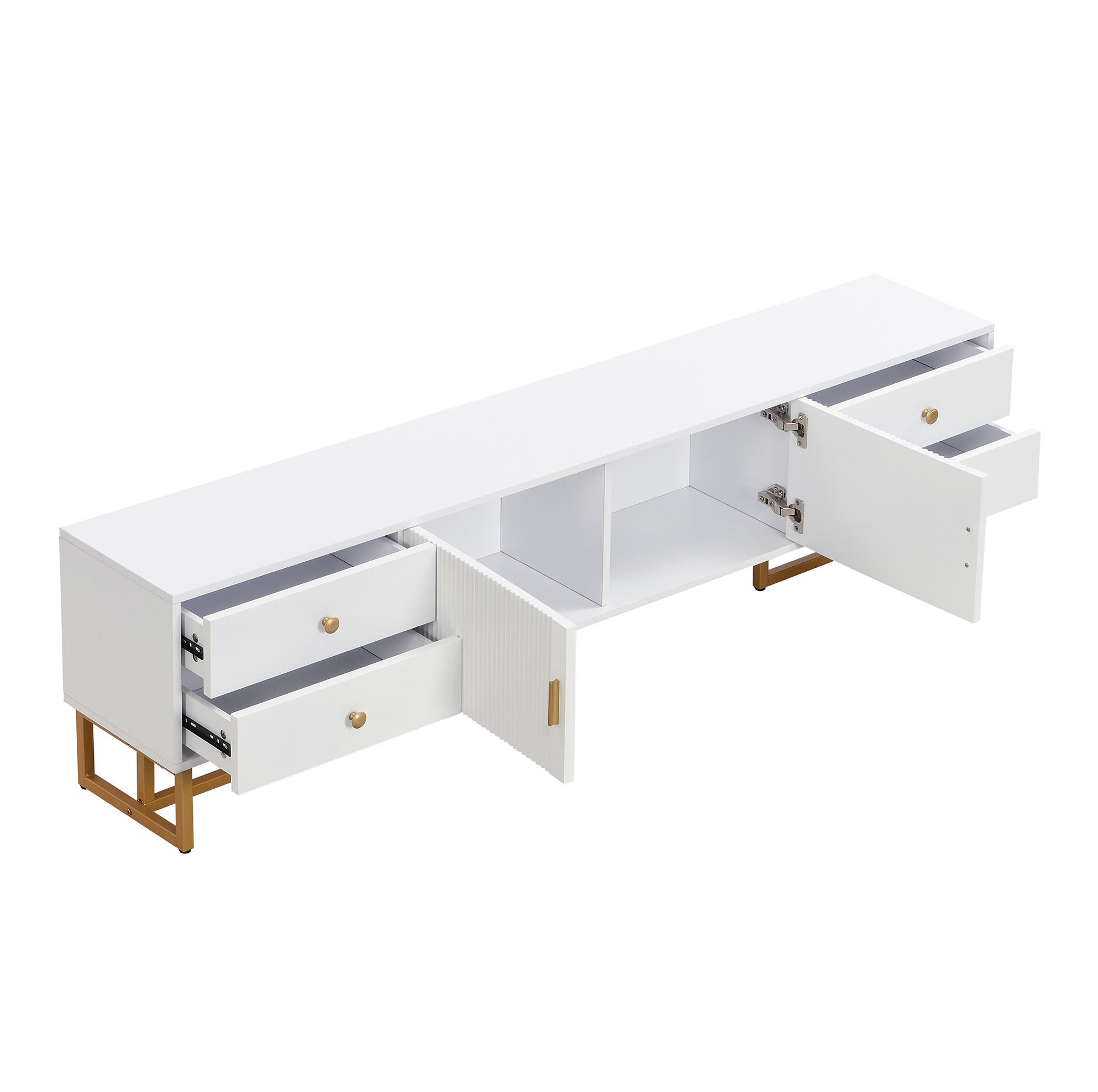TV-ELEMENT mit 4 Schubladen und 2 Türen 175 cm MDF Weiß - Weiß, Holzwerkstoff (30/46/175cm) - Beauniv