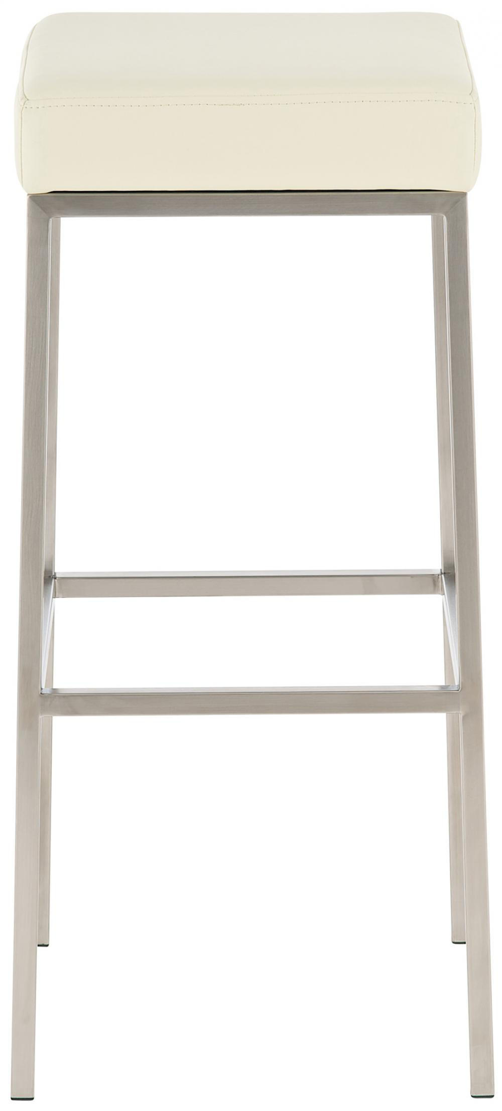 BARHOCKER 2er Set Lederlook creme - Edelstahlfarben/Creme, Textil/Metall (37/85/37cm) - CLP