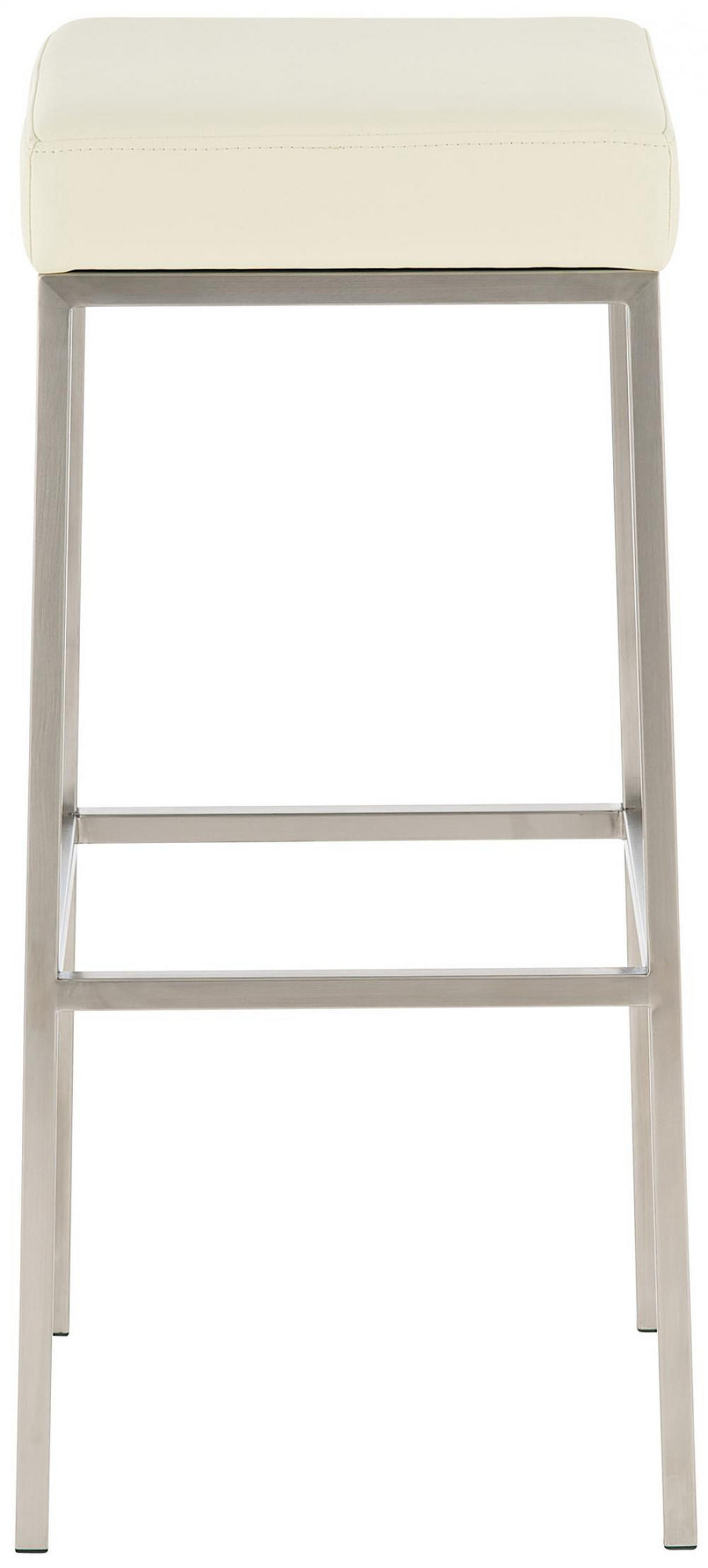 BARHOCKER 2er Set Lederlook creme - Edelstahlfarben/Creme, Textil/Metall (37/80/37cm) - CLP