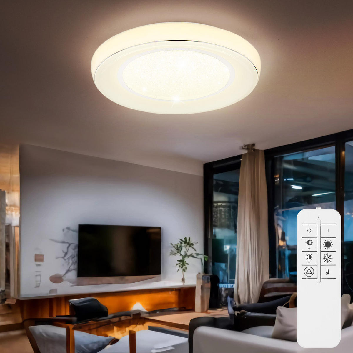 LED DECKENLEUCHTE Metall Weiß Opal - Weiß, Metall (66/66/9cm) - Globo Lighting