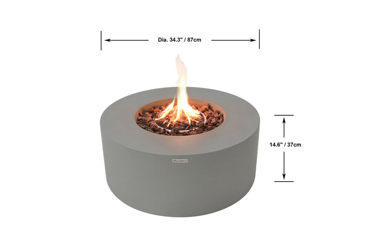 FEUERTISCH Tramore Gasfeuerstelle aus GFRC-Beton 87/87/36 cm - Hellgrau, Stein (87/37/87cm) - Elementi