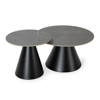 COUCHTISCHEN (Set aus 2) in grau - louna 70/70/40 cm - Schwarz, Metall (70/70/40cm) - Calicosy