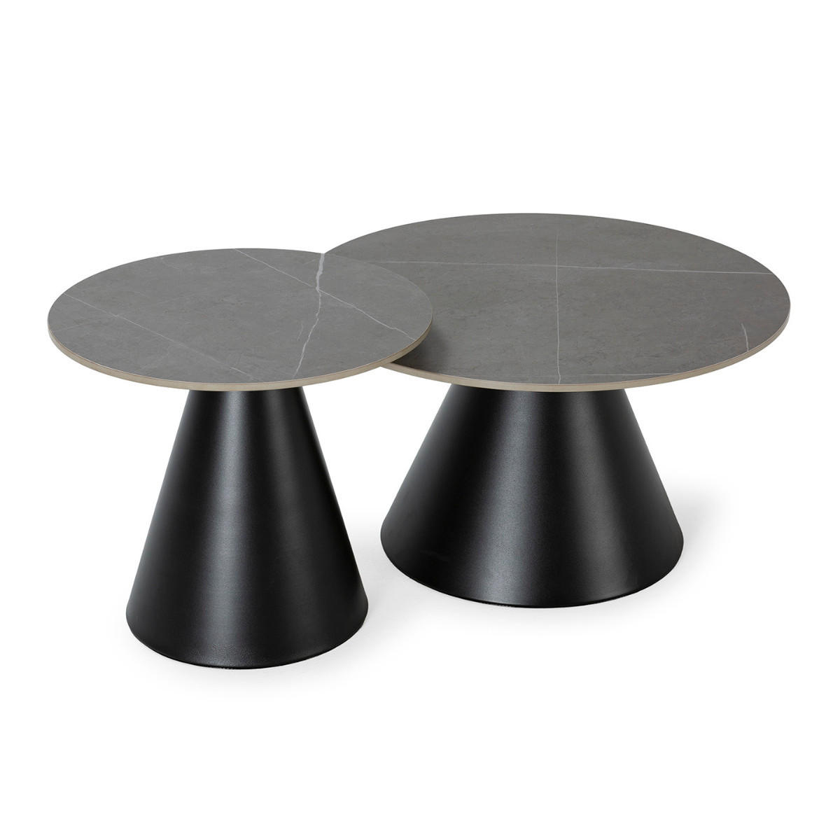 COUCHTISCH (2er-Set) in grau - louna 70/70/40 cm - Schwarz, Metall (70/70/40cm) - Calicosy