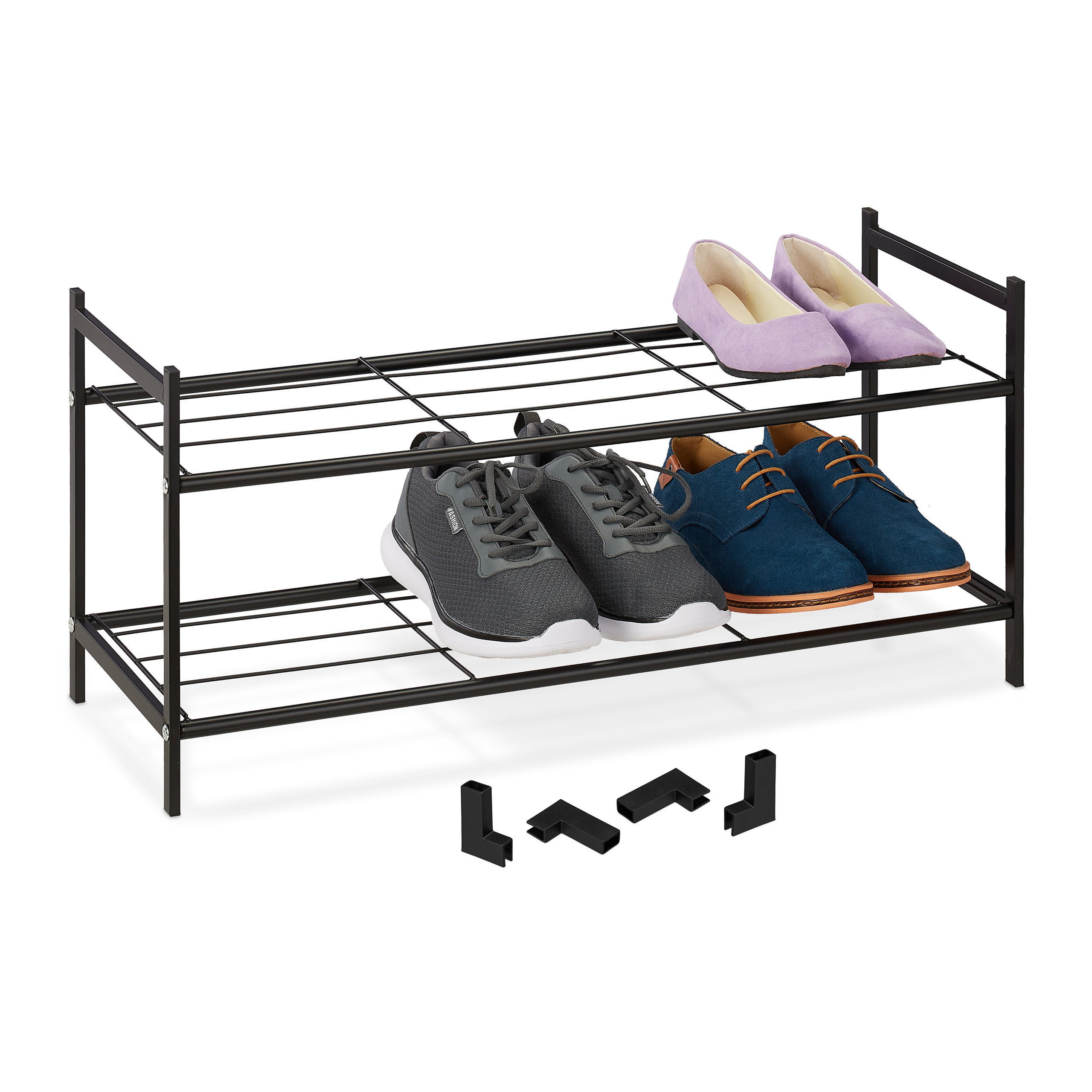 SCHUHREGAL - Schwarz, Kunststoff/Metall (70/33.5/26cm) - Relaxdays
