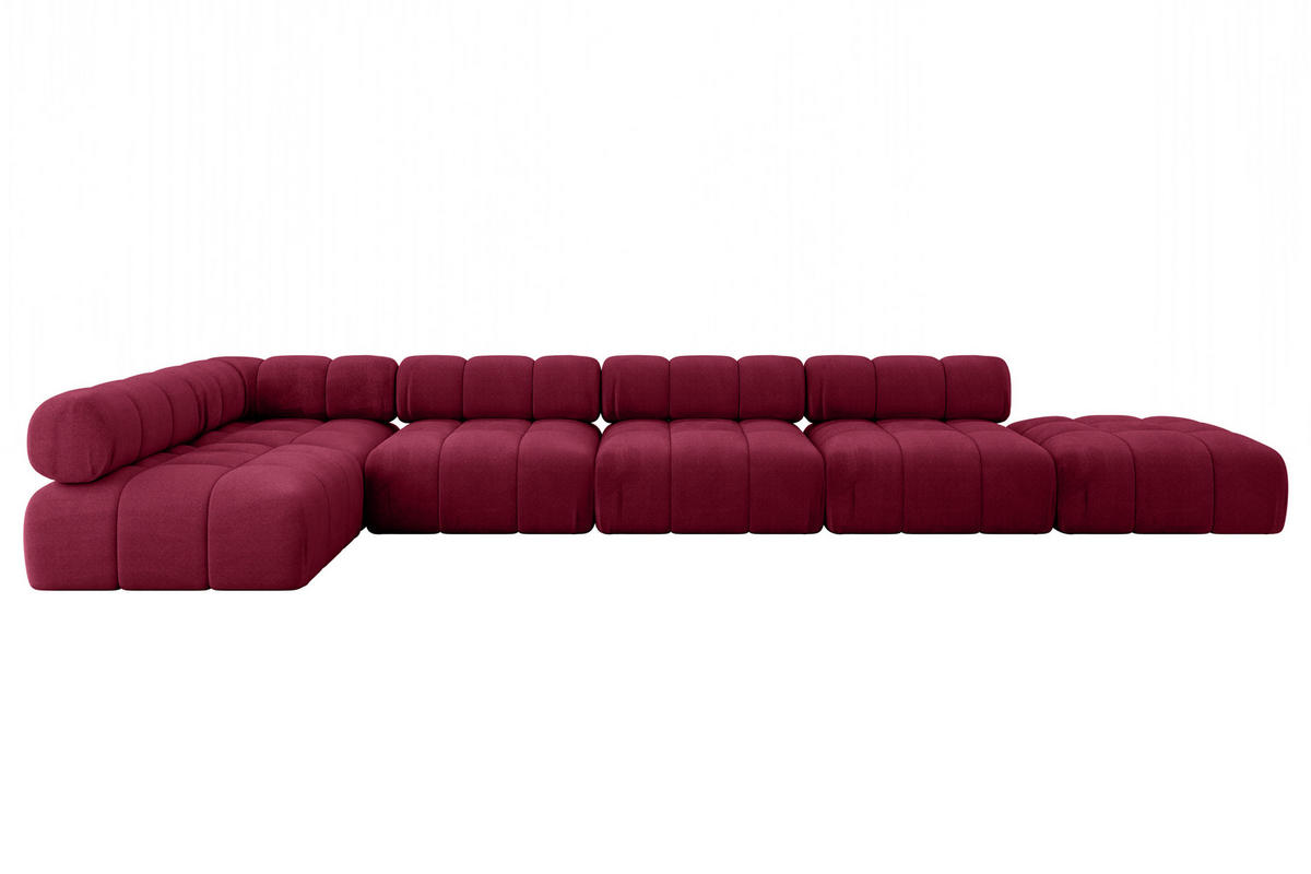 ECKSOFA modulares Sofa Favio-L3 - 475x190x70 cm Bordeauxrot Velours - Bordeaux, Holzwerkstoff/Textil (475/190cm) - ALTDECOR