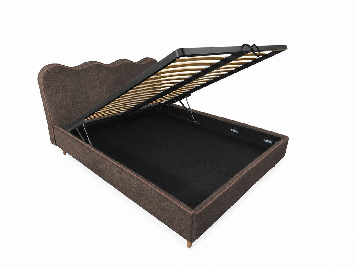 POLSTERBETT COCO 180x200 cm Dunkelbraun Royal mit Bettkasten Bonellmatratze H3 - Dunkelbraun, Textil (180/200cm) - KS Home Concept
