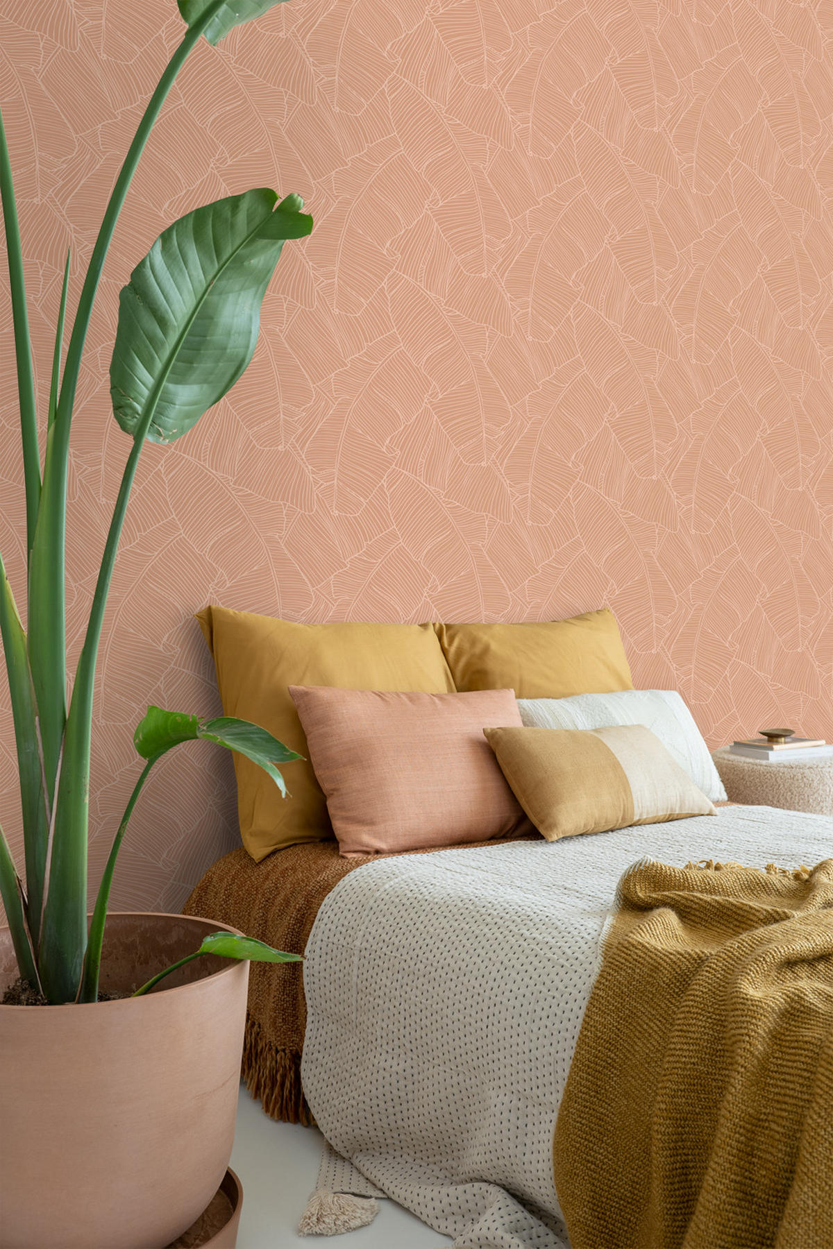 TAPETE Blätter 50 x 900 cm - Terracotta, Papier (50/900cm) - ESTAhome