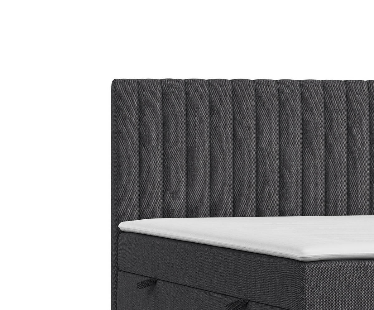 BOXBETT Spencer Anthrazit 180/200 cm mit Matratze und Topper - Anthrazit/Schwarz, Holz/Holzwerkstoff (180/200cm) - Maison de Reve