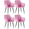 ARMLEHNENSTUHL 4er Set Samt Rosa - Schwarz/Rosa, Textil/Metall (56.5/84/61cm) - CLP